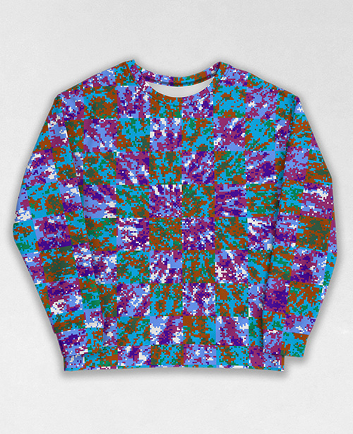 Tie-Dye-Camo Sweatshirt #1646. All over print, precision-cut, and hand-sewn. Super comfortable poly-cotton blend original Digital Camouflage designs by Dan Ellis vague.paris