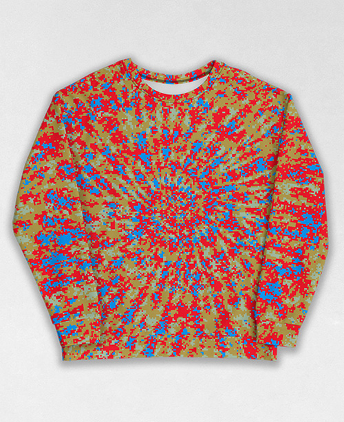 Tie-Dye-Camo Sweatshirt #1647. All over print, precision-cut, and hand-sewn. Super comfortable poly-cotton blend original Digital Camouflage designs by Dan Ellis vague.paris