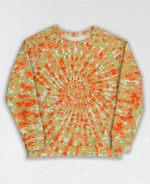 Tie-Dye-Camo Sweatshirt #1652. All over print, precision-cut, and hand-sewn. Super comfortable poly-cotton blend original Digital Camouflage designs by Dan Ellis vague.paris