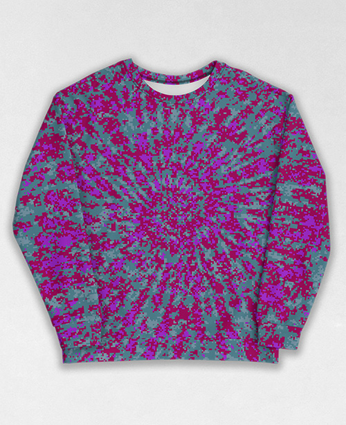 Tie-Dye-Camo Sweatshirt #1655. All over print, precision-cut, and hand-sewn. Super comfortable poly-cotton blend original Digital Camouflage designs by Dan Ellis vague.paris