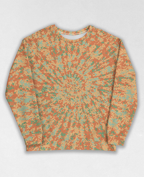 Tie-Dye-Camo Sweatshirt #1661. All over print, precision-cut, and hand-sewn. Super comfortable poly-cotton blend original Digital Camouflage designs by Dan Ellis vague.paris