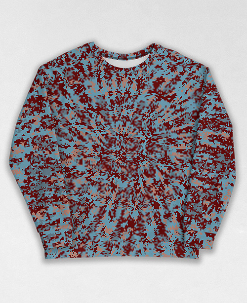 Tie-Dye-Camo Sweatshirt #1662. All over print, precision-cut, and hand-sewn. Super comfortable poly-cotton blend original Digital Camouflage designs by Dan Ellis vague.paris