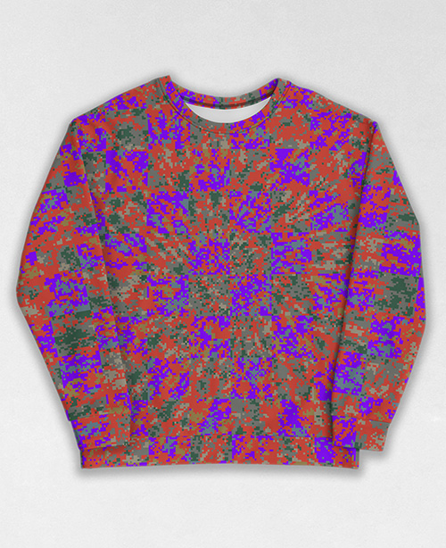 Tie-Dye-Camo Sweatshirt #1665. All over print, precision-cut, and hand-sewn. Super comfortable poly-cotton blend original Digital Camouflage designs by Dan Ellis vague.paris