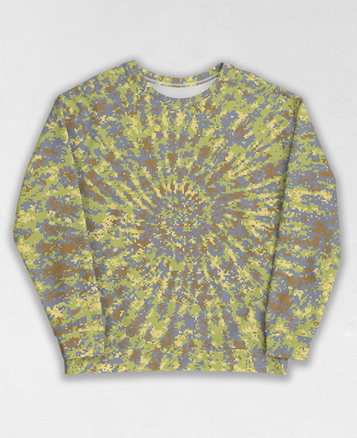 Tie-Dye-Camo Sweatshirt #1667. All over print, precision-cut, and hand-sewn. Super comfortable poly-cotton blend original Digital Camouflage designs by Dan Ellis vague.paris