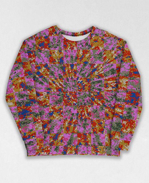 Tie-Dye-Camo Sweatshirt #1668. All over print, precision-cut, and hand-sewn. Super comfortable poly-cotton blend original Digital Camouflage designs by Dan Ellis vague.paris