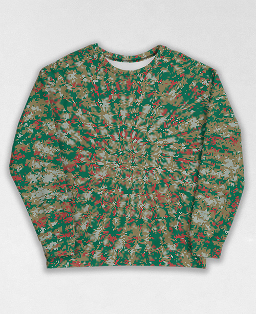 Tie-Dye-Camo Sweatshirt #1678. All over print, precision-cut, and hand-sewn. Super comfortable poly-cotton blend original Digital Camouflage designs by Dan Ellis vague.paris