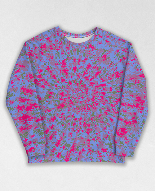 Tie-Dye-Camo Sweatshirt #1687. All over print, precision-cut, and hand-sewn. Super comfortable poly-cotton blend original Digital Camouflage designs by Dan Ellis vague.paris