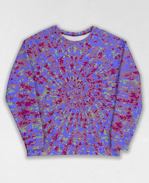 Tie-Dye-Camo Sweatshirt #1689. All over print, precision-cut, and hand-sewn. Super comfortable poly-cotton blend original Digital Camouflage designs by Dan Ellis vague.paris