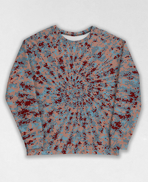 Tie-Dye-Camo Sweatshirt #1691. All over print, precision-cut, and hand-sewn. Super comfortable poly-cotton blend original Digital Camouflage designs by Dan Ellis vague.paris