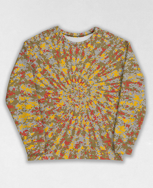 Tie-Dye-Camo Sweatshirt #1692. All over print, precision-cut, and hand-sewn. Super comfortable poly-cotton blend original Digital Camouflage designs by Dan Ellis vague.paris