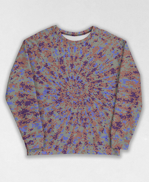 Tie-Dye-Camo Sweatshirt #1702. All over print, precision-cut, and hand-sewn. Super comfortable poly-cotton blend original Digital Camouflage designs by Dan Ellis vague.paris