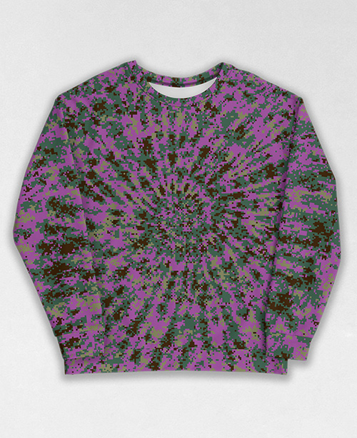 Tie-Dye-Camo Sweatshirt #1708. All over print, precision-cut, and hand-sewn. Super comfortable poly-cotton blend original Digital Camouflage designs by Dan Ellis vague.paris