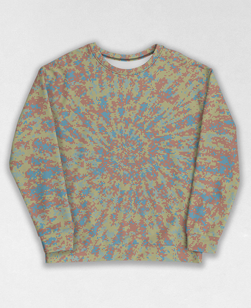 Tie-Dye-Camo Sweatshirt #1709. All over print, precision-cut, and hand-sewn. Super comfortable poly-cotton blend original Digital Camouflage designs by Dan Ellis vague.paris