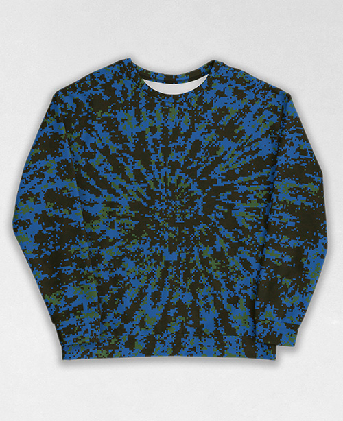 Tie-Dye-Camo Sweatshirt #1711. All over print, precision-cut, and hand-sewn. Super comfortable poly-cotton blend original Digital Camouflage designs by Dan Ellis vague.paris