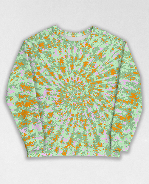 Tie-Dye-Camo Sweatshirt #1712. All over print, precision-cut, and hand-sewn. Super comfortable poly-cotton blend original Digital Camouflage designs by Dan Ellis vague.paris