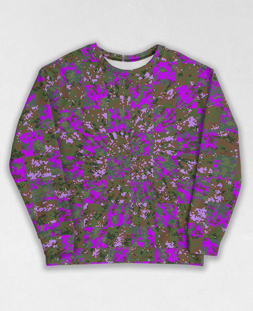 Tie-Dye-Camo Sweatshirt #1713. All over print, precision-cut, and hand-sewn. Super comfortable poly-cotton blend original Digital Camouflage designs by Dan Ellis vague.paris