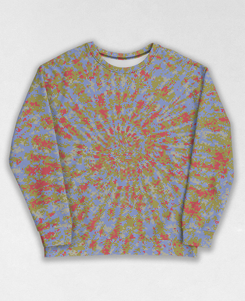 Tie-Dye-Camo Sweatshirt #1715. All over print, precision-cut, and hand-sewn. Super comfortable poly-cotton blend original Digital Camouflage designs by Dan Ellis vague.paris