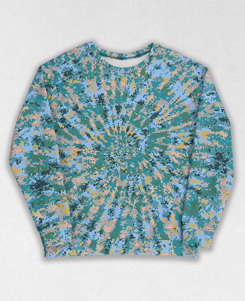 Tie-Dye-Camo Sweatshirt #1720. All over print, precision-cut, and hand-sewn. Super comfortable poly-cotton blend original Digital Camouflage designs by Dan Ellis vague.paris