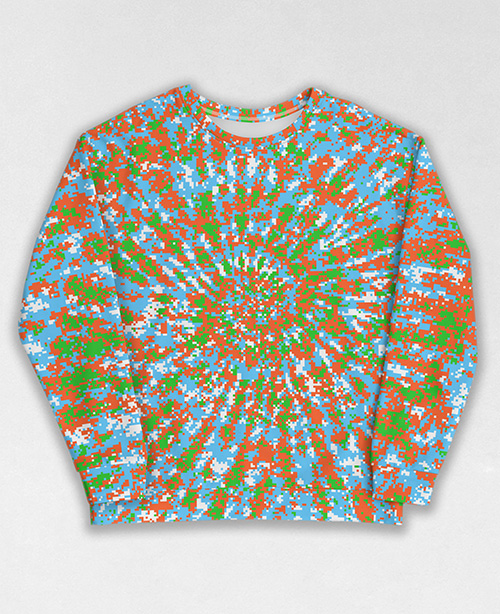 Tie-Dye-Camo Sweatshirt #1721. All over print, precision-cut, and hand-sewn. Super comfortable poly-cotton blend original Digital Camouflage designs by Dan Ellis vague.paris