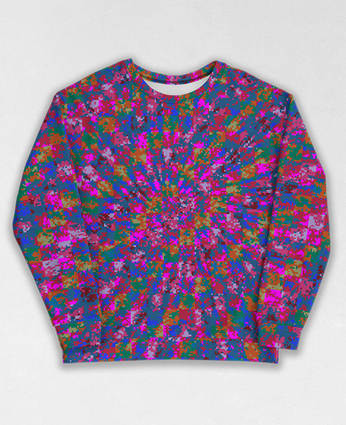 Tie-Dye-Camo Sweatshirt #1723. All over print, precision-cut, and hand-sewn. Super comfortable poly-cotton blend original Digital Camouflage designs by Dan Ellis vague.paris