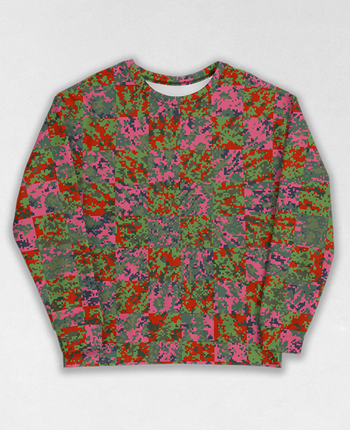 Tie-Dye-Camo Sweatshirt #1725. All over print, precision-cut, and hand-sewn. Super comfortable poly-cotton blend original Digital Camouflage designs by Dan Ellis vague.paris