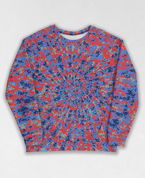 Tie-Dye-Camo Sweatshirt #1727. All over print, precision-cut, and hand-sewn. Super comfortable poly-cotton blend original Digital Camouflage designs by Dan Ellis vague.paris