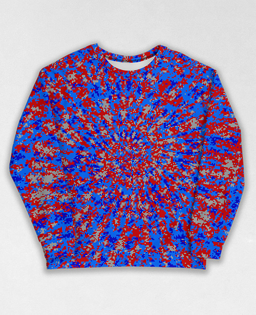 Tie-Dye-Camo Sweatshirt #1737. All over print, precision-cut, and hand-sewn. Super comfortable poly-cotton blend original Digital Camouflage designs by Dan Ellis vague.paris