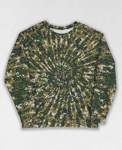 Tie-Dye-Camo Sweatshirt #1745. All over print, precision-cut, and hand-sewn. Super comfortable poly-cotton blend original Digital Camouflage designs by Dan Ellis vague.paris