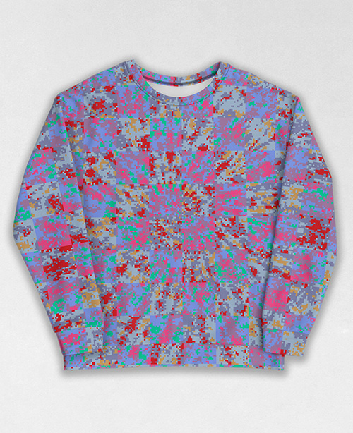 Tie-Dye-Camo Sweatshirt #1749. All over print, precision-cut, and hand-sewn. Super comfortable poly-cotton blend original Digital Camouflage designs by Dan Ellis vague.paris