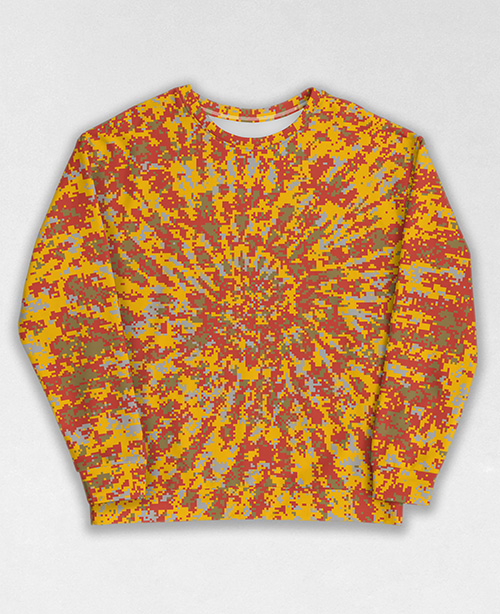 Tie-Dye-Camo Sweatshirt #1750. All over print, precision-cut, and hand-sewn. Super comfortable poly-cotton blend original Digital Camouflage designs by Dan Ellis vague.paris