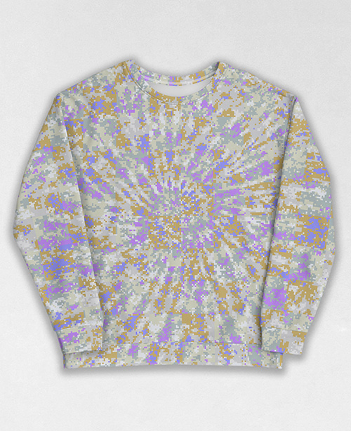 Tie-Dye-Camo Sweatshirt #1751. All over print, precision-cut, and hand-sewn. Super comfortable poly-cotton blend original Digital Camouflage designs by Dan Ellis vague.paris