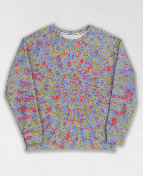 Tie-Dye-Camo Sweatshirt #1761. All over print, precision-cut, and hand-sewn. Super comfortable poly-cotton blend original Digital Camouflage designs by Dan Ellis vague.paris