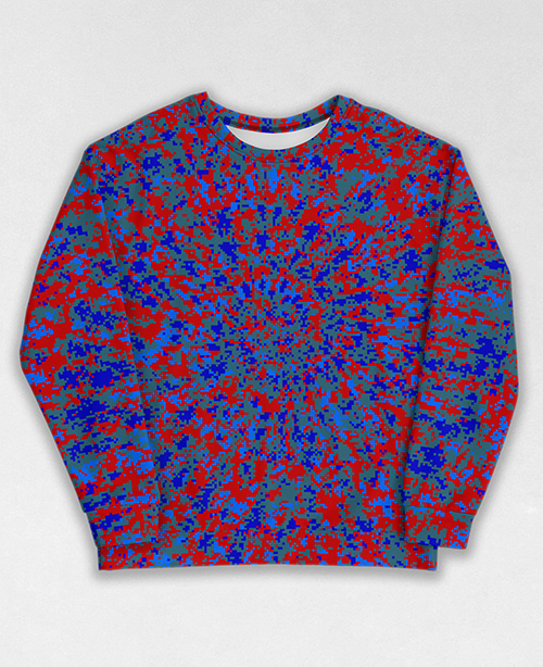 Tie-Dye-Camo Sweatshirt #1763. All over print, precision-cut, and hand-sewn. Super comfortable poly-cotton blend original Digital Camouflage designs by Dan Ellis vague.paris