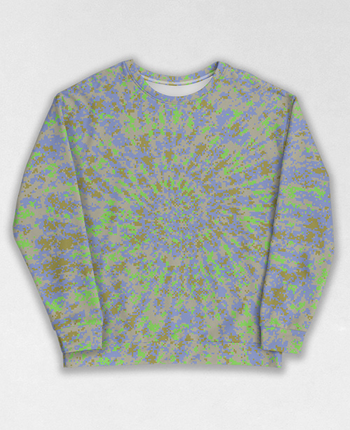 Tie-Dye-Camo Sweatshirt #1766. All over print, precision-cut, and hand-sewn. Super comfortable poly-cotton blend original Digital Camouflage designs by Dan Ellis vague.paris