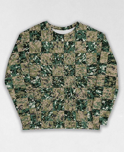 Tie-Dye-Camo Sweatshirt #1767. All over print, precision-cut, and hand-sewn. Super comfortable poly-cotton blend original Digital Camouflage designs by Dan Ellis vague.paris