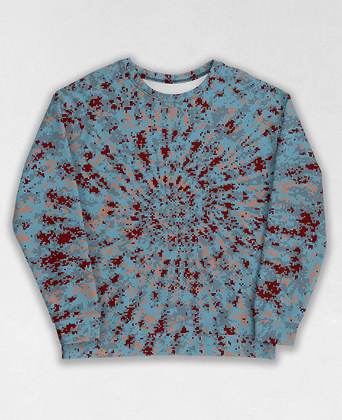 Tie-Dye-Camo Sweatshirt #1768. All over print, precision-cut, and hand-sewn. Super comfortable poly-cotton blend original Digital Camouflage designs by Dan Ellis vague.paris