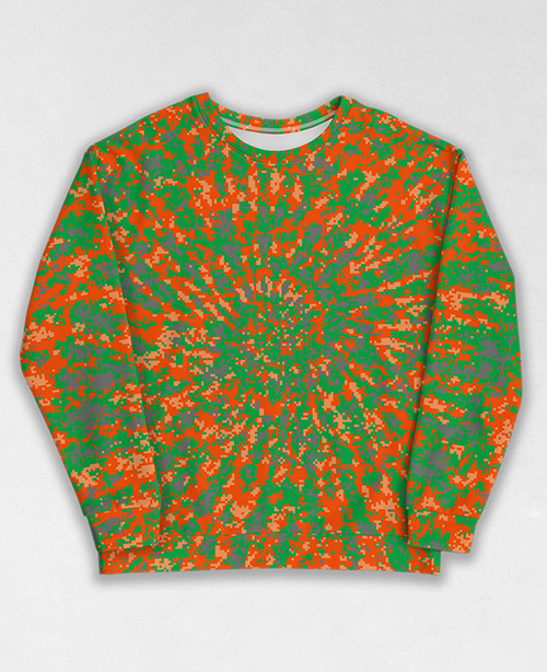 Tie-Dye-Camo Sweatshirt #1773. All over print, precision-cut, and hand-sewn. Super comfortable poly-cotton blend original Digital Camouflage designs by Dan Ellis vague.paris