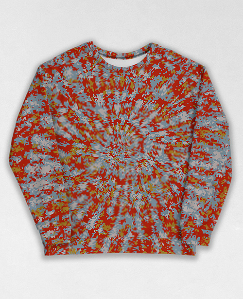 Tie-Dye-Camo Sweatshirt #1779. All over print, precision-cut, and hand-sewn. Super comfortable poly-cotton blend original Digital Camouflage designs by Dan Ellis vague.paris