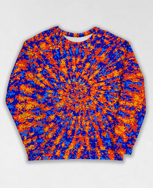 Tie-Dye-Camo Sweatshirt #1780. All over print, precision-cut, and hand-sewn. Super comfortable poly-cotton blend original Digital Camouflage designs by Dan Ellis vague.paris