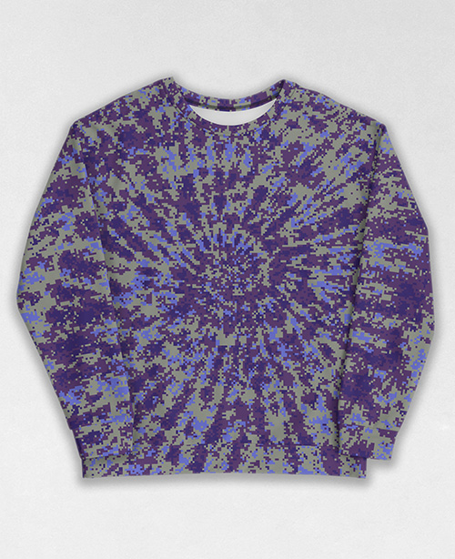 Tie-Dye-Camo Sweatshirt #1781. All over print, precision-cut, and hand-sewn. Super comfortable poly-cotton blend original Digital Camouflage designs by Dan Ellis vague.paris