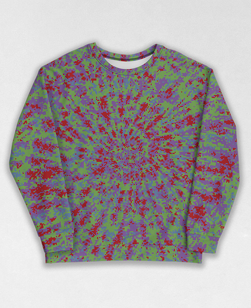 Tie-Dye-Camo Sweatshirt #1783. All over print, precision-cut, and hand-sewn. Super comfortable poly-cotton blend original Digital Camouflage designs by Dan Ellis vague.paris