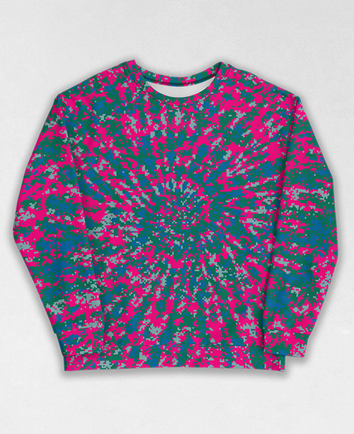 Tie-Dye-Camo Sweatshirt #1793. All over print, precision-cut, and hand-sewn. Super comfortable poly-cotton blend original Digital Camouflage designs by Dan Ellis vague.paris