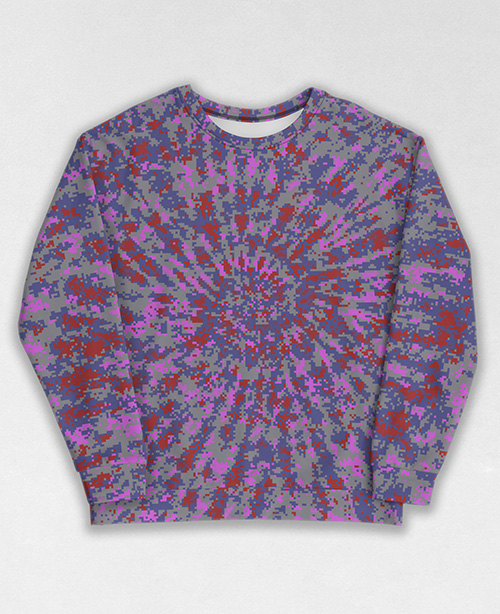 Tie-Dye-Camo Sweatshirt #1796. All over print, precision-cut, and hand-sewn. Super comfortable poly-cotton blend original Digital Camouflage designs by Dan Ellis vague.paris