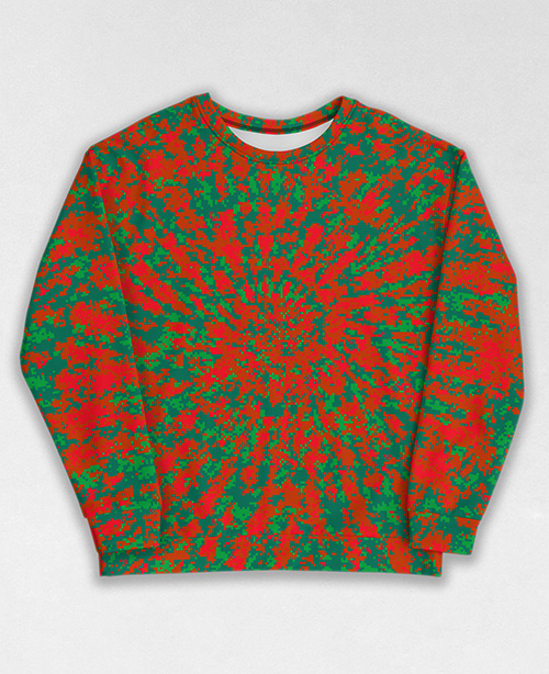 Tie-Dye-Camo Sweatshirt #1797. All over print, precision-cut, and hand-sewn. Super comfortable poly-cotton blend original Digital Camouflage designs by Dan Ellis vague.paris