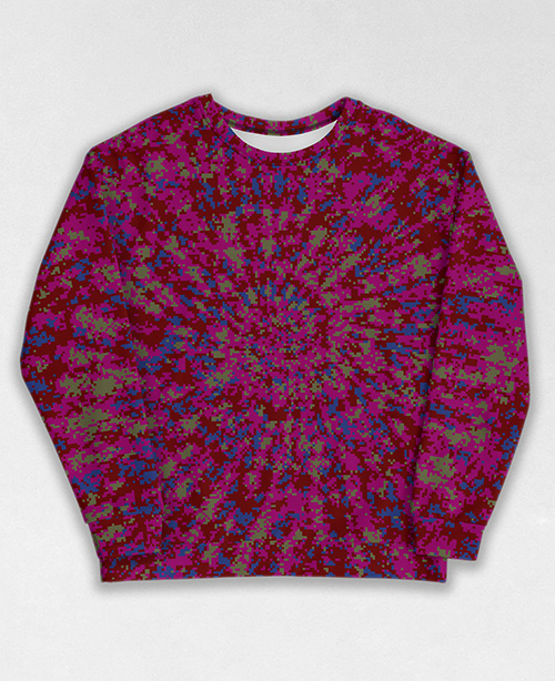 Tie-Dye-Camo Sweatshirt #1799. All over print, precision-cut, and hand-sewn. Super comfortable poly-cotton blend original Digital Camouflage designs by Dan Ellis vague.paris