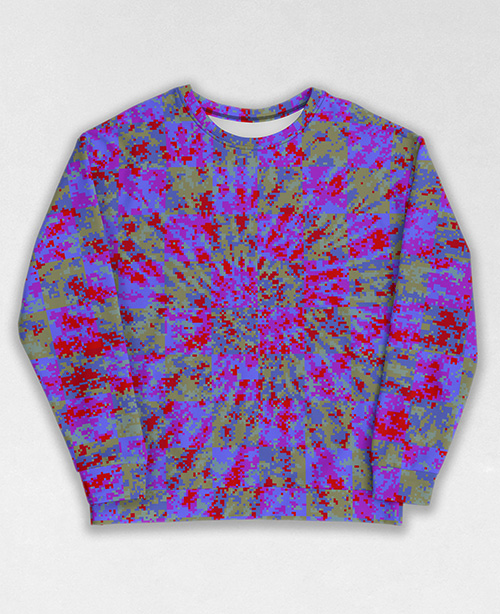 Tie-Dye-Camo Sweatshirt #1800. All over print, precision-cut, and hand-sewn. Super comfortable poly-cotton blend original Digital Camouflage designs by Dan Ellis vague.paris