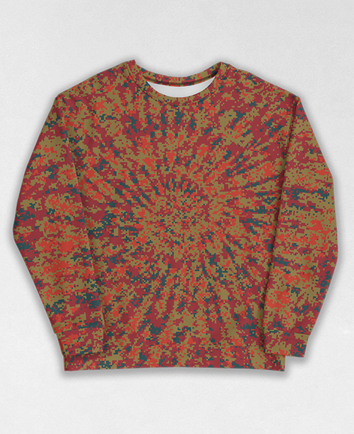 Tie-Dye-Camo Sweatshirt #1808. All over print, precision-cut, and hand-sewn. Super comfortable poly-cotton blend original Digital Camouflage designs by Dan Ellis vague.paris