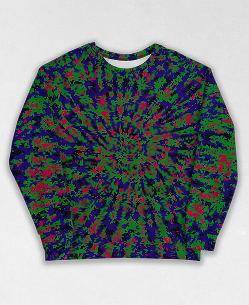 Tie-Dye-Camo Sweatshirt #1815. All over print, precision-cut, and hand-sewn. Super comfortable poly-cotton blend original Digital Camouflage designs by Dan Ellis vague.paris