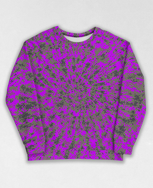 Tie-Dye-Camo Sweatshirt #1816. All over print, precision-cut, and hand-sewn. Super comfortable poly-cotton blend original Digital Camouflage designs by Dan Ellis vague.paris