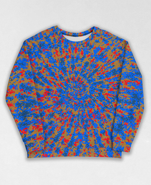 Tie-Dye-Camo Sweatshirt #1817. All over print, precision-cut, and hand-sewn. Super comfortable poly-cotton blend original Digital Camouflage designs by Dan Ellis vague.paris